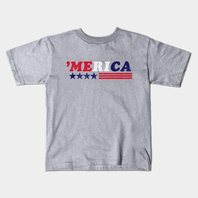 Merica. Vintage Distressed 4th of July Shirt Kids T-Shirt by BlueWaveTshirts